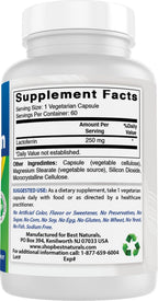 Best Naturals Lactoferrina 250 mg, 60 Cápsulas Vegetales