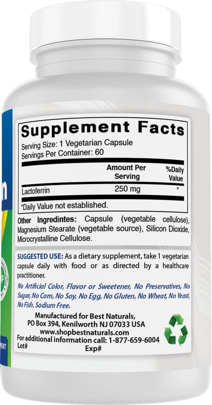 Best Naturals Lactoferrina 250 mg, 60 Cápsulas Vegetales – Image 6
