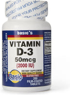 Basic Vitamins Natural Vitamin D-3 2000 IU - 200 Comprimidos Recubiertos