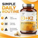Purity Labs Vitamina D3 + K2 10000 IU, 200 mcg K2 MK-7 con Bioperine, 120 Cápsulas