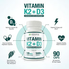 Max Absorption Vitamina D3 5000 UI + K2 MK-7 con BioPerine – 90 Cápsulas Vegetales