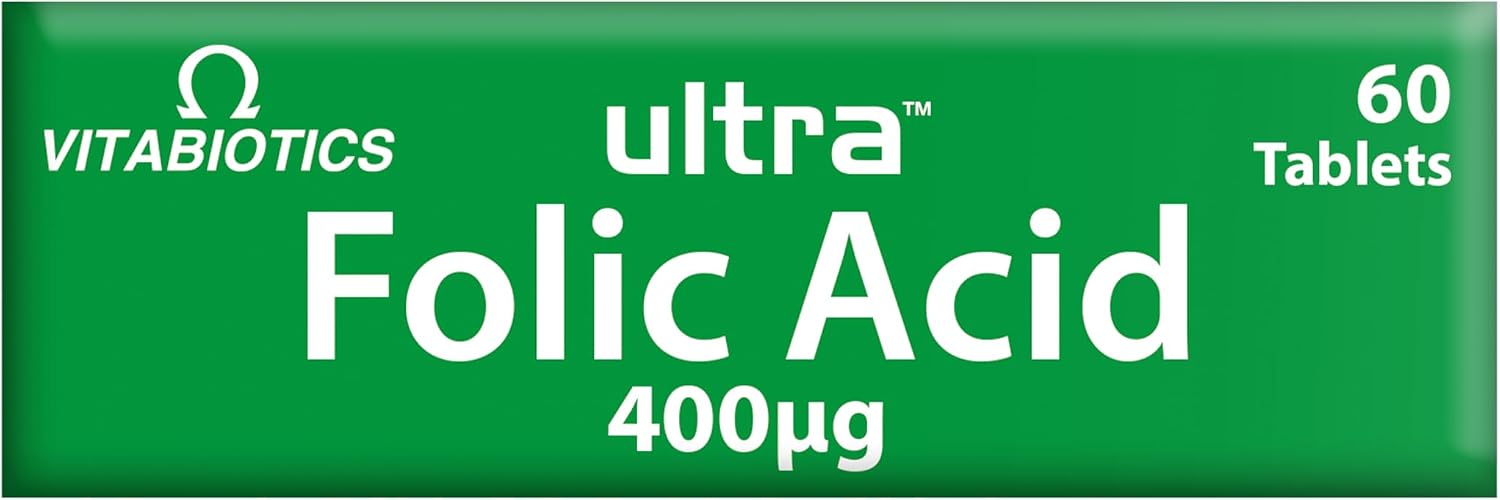Vitabiotics Ultra Ácido Fólico 400 µg con Vitamina B12, 60 Comprimidos