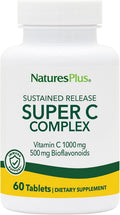 NaturesPlus Super C Complex - 1000 mg de Vitamina C + 500 mg de Bioflavonoides - Liberación Prolongada - 60 Comprimidos