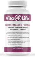 Vita4Life Multi-Standard Formula - Complejo de Vitaminas y Minerales - 360 Cápsulas Vegetales