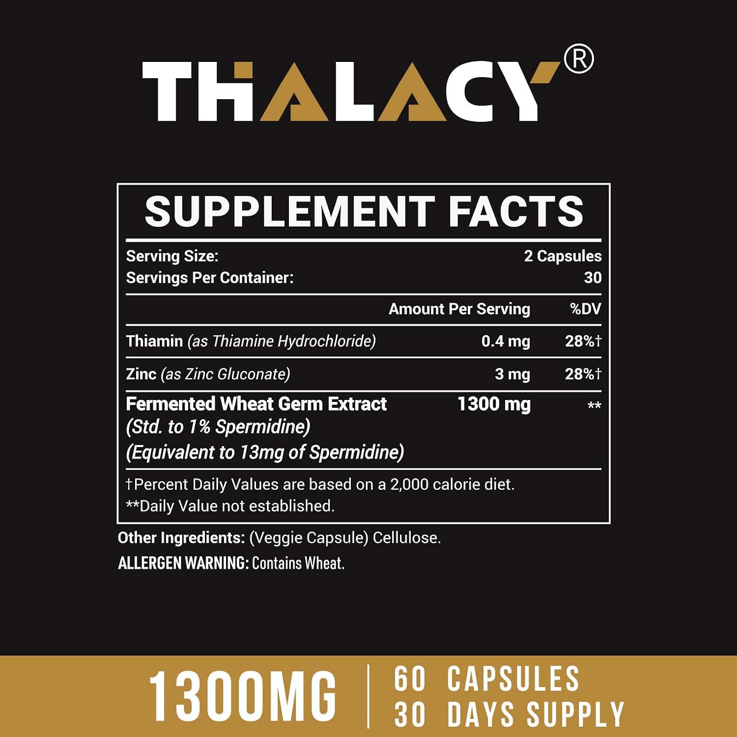 Cápsulas de Extracto de Germen de Trigo con Espermidina 13 mg – Fórmula Potente (1300 mg) con Zinc y Vitamina B1 – Paquete de 3