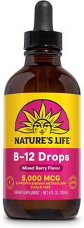 Nature's Life Liquid Vitamin B12 5000 mcg - Methylcobalamin - B12 Supplement for Energy Metabolism & Nerve Function - Berry Flavor, Sugar-Free (200 Servings, 4 fl oz)