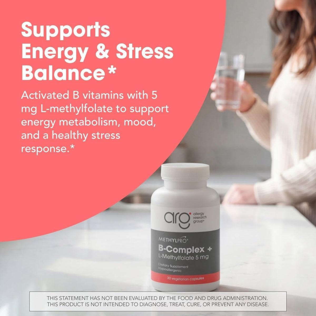 MethylPro B Complex + L-Methylfolate 5 mg - Bioavailable Methylated Vitamin Blend - Supports Energy and Stress - Vegetarian – Image 2
