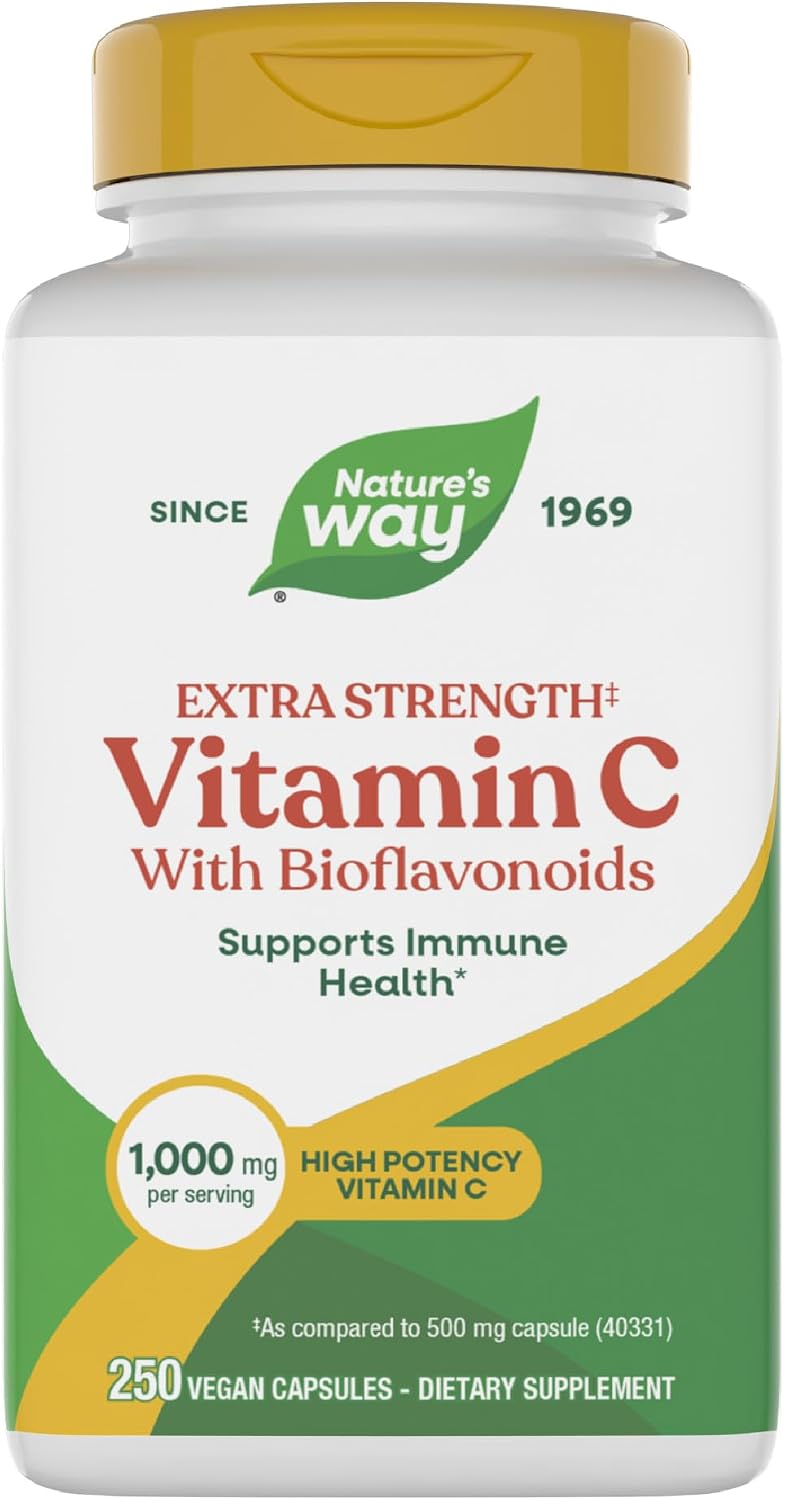 Nature's Way Vitamina C Extra Fuerte con Bioflavonoides, 1000 mg, 250 Cápsulas Veganas