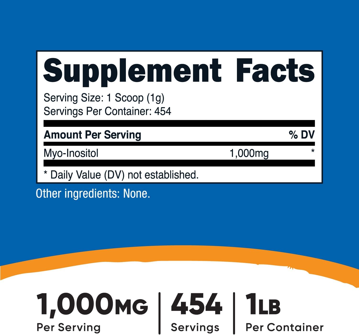 Nutricost Inositol Powder 1LB (454 Gramos) - Sin Gluten, No-GMO