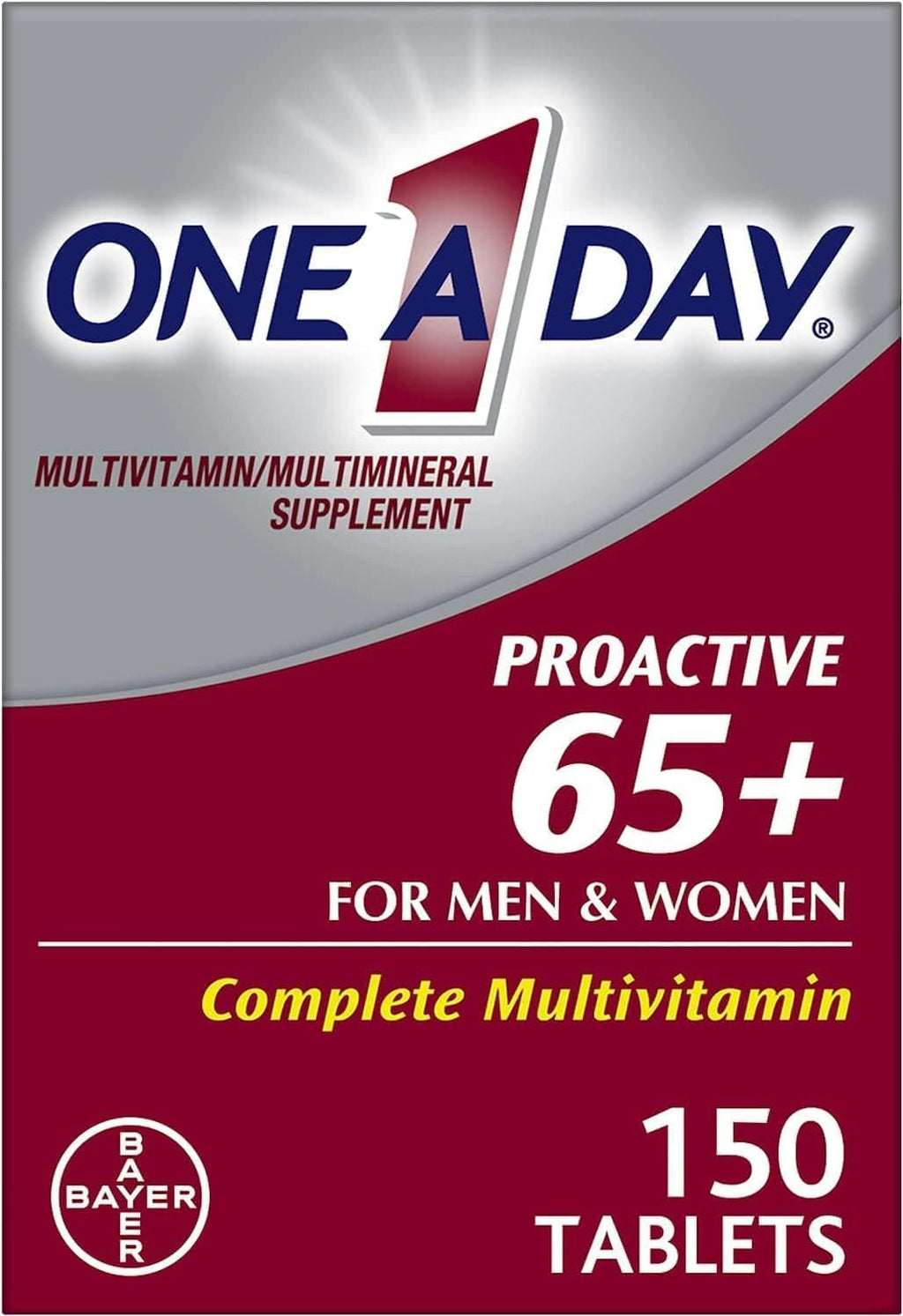 One a Day Proactive 65 Plus Multivitamin for Men and Women, 150 Count (Pack of 2)