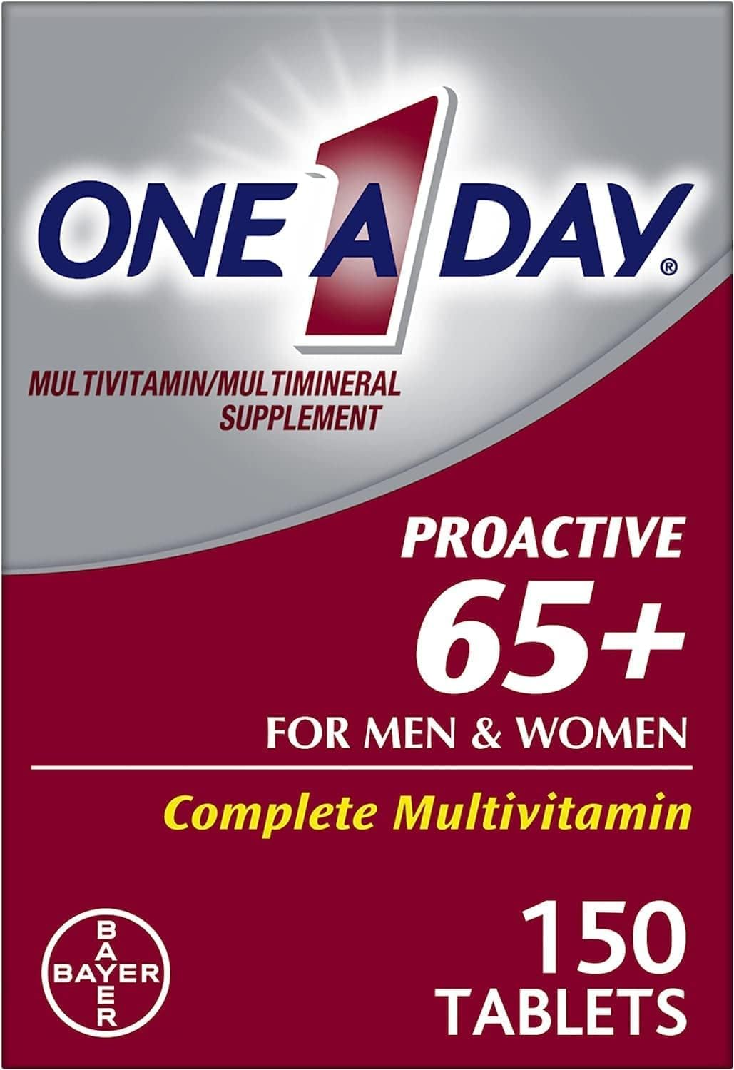 One a Day Proactive 65 Plus Multivitamin for Men and Women, 150 Count (Pack of 2)