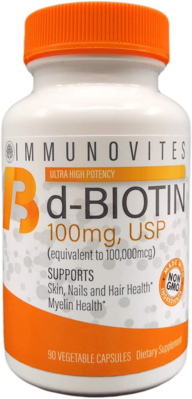 IMMUNOVITES Biotina de Alta Dosis 100 mg (100.000 mcg) 90 Cápsulas