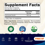 Vitamatic Queratina Hidrolizada 500mg por ración - 120 Cápsulas Vegetarianas - Suplemento de Queratina para Cabello, Piel y Uñas