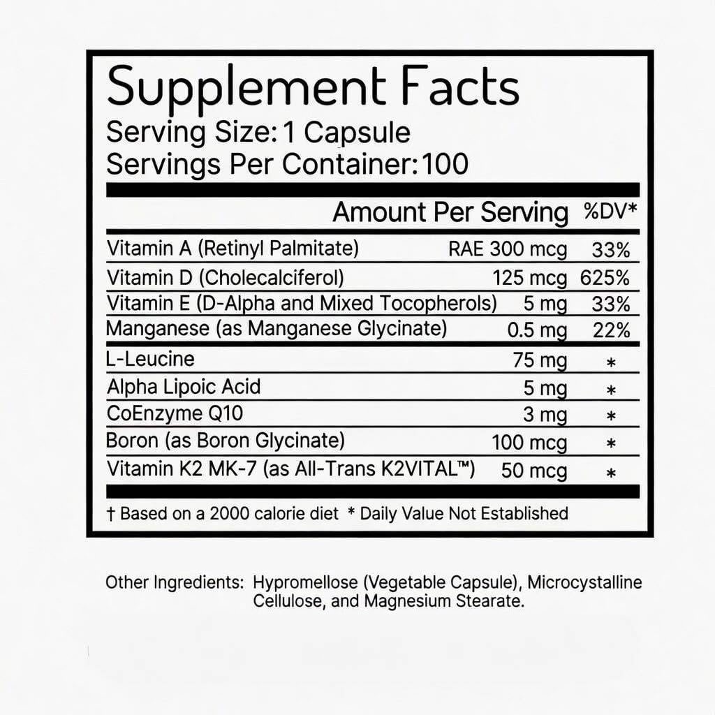 Zen Haus ADK Vitamins A D3 K2 E con CoQ10 y Ácido Alfa Lipoico – 100 cápsulas