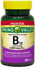 Spring Valley, Vitamina B12 de Liberación Prolongada, 1000 mcg, 300 Comprimidos