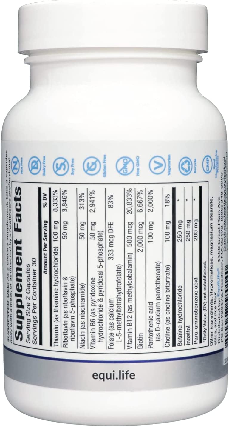 EquiLife Activated B Complex Metilado - Complejo B, 60 Cápsulas