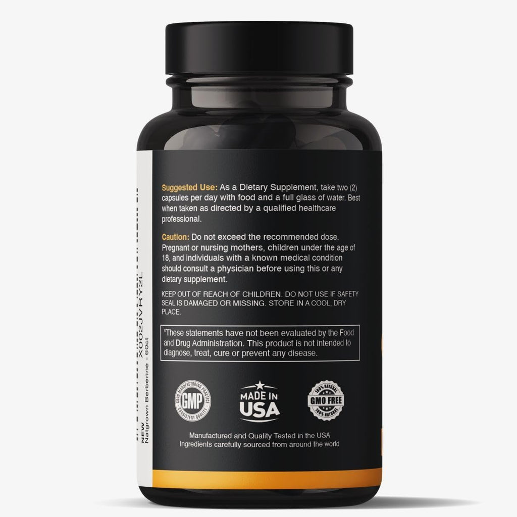 Natgrown Berberine Supplement - Berberine HCl 1200 mg por ración - Vegano, Sin Gluten, No GMO - 60 Cápsulas