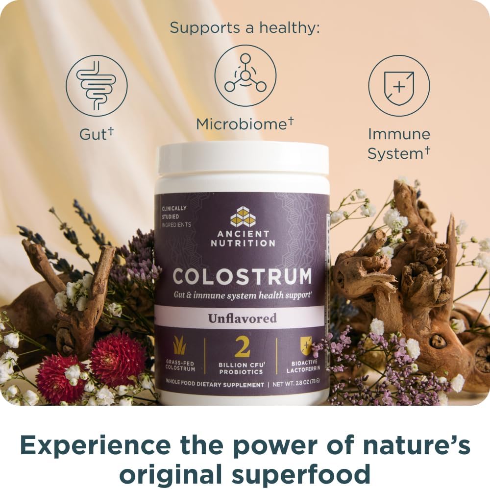 Ancient Nutrition Calostro Superfood en Polvo, Calostro Bovino, Apoyo Intestinal e Inmune, 60 Dosis