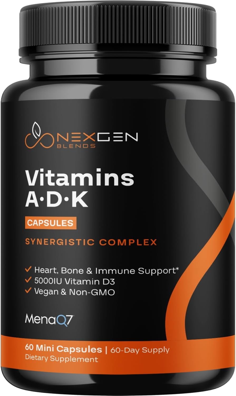 High Absorption ADK Vitamin Supplement - Vegan Vitamin D3 K2 MK7 & A for Calcium Regulation plus Bone Heart Thyroid & Immune Support - Vitamin ADK with 5000IU D3 Non GMO & Gluten Free (3 Months) - görsel 8