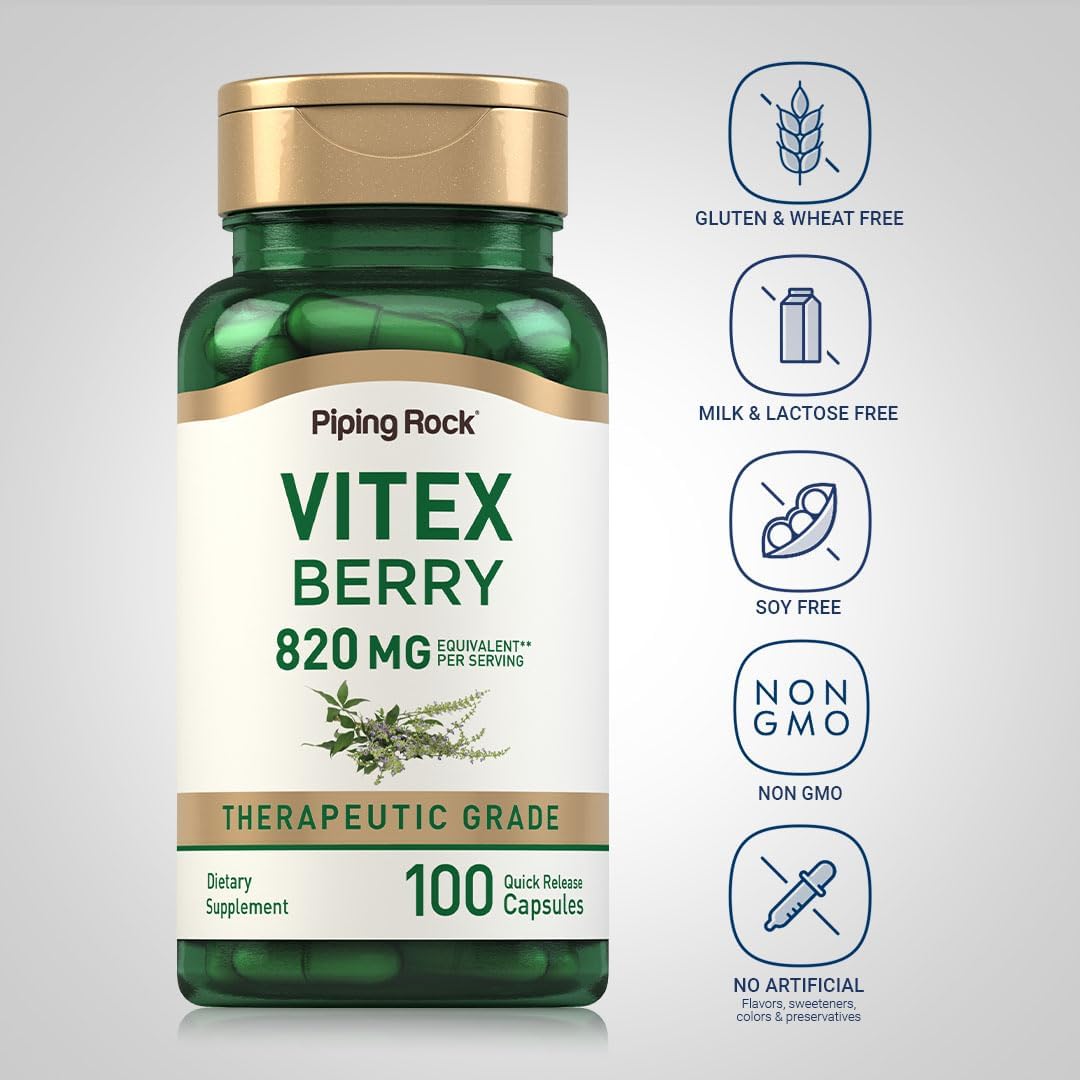 Piping Rock Vitex (Sauzgatillo) 100 Cápsulas - Suplemento para Mujeres