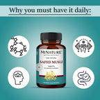 Safed Musli Tablets by mi Nature | Pura Hierba Natural | Sin Químicos ni Conservantes | Vegano y Sin Gluten | 90 Tablet, 45 Días de Suministro 1000mg