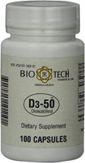 Bio-Tech Pharmacal D3-50 50.000 UI, 100 Cápsulas - Vitamina D3 (Colecalciferol)