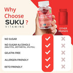SUKU Appley Ever After Gummies – Vinagre de Manzana con B12 y Folato Metilados – Sin Azúcar, Vegano – 50 Gominolas