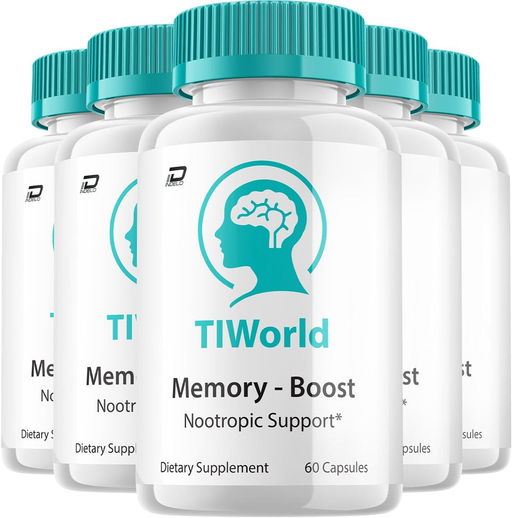 Tiworld Brain Supplement Capsules – Fórmula Máxima Fuerza Todo Natural, 5 Paquetes (300 Cápsulas)