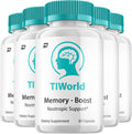 Tiworld Brain Supplement Capsules – Fórmula Máxima Fuerza Todo Natural, 5 Paquetes (300 Cápsulas)