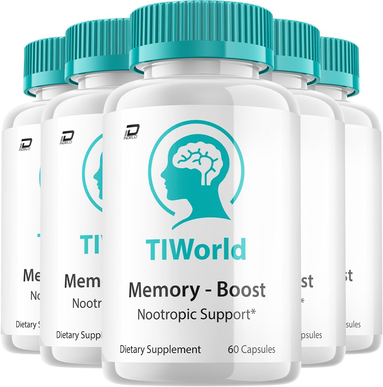 Tiworld Brain Supplement Capsules – Fórmula Máxima Fuerza Todo Natural, 5 Paquetes (300 Cápsulas)