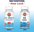 KAL Vitamina D3 1000 UI Masticable con Sabor a Menta – 200 Comprimidos