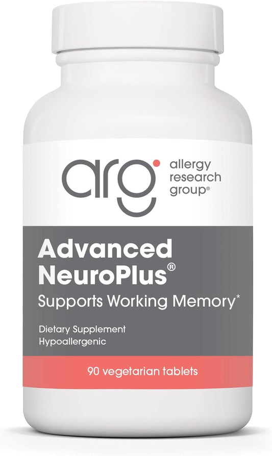Advanced NeuroPlus de Allergy Research Group - Fórmula Nootrópica con Extracto de Menta, Melena de León y Citicolina - 90 Comprimidos