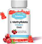 Zetelixia L-Metilfolato 15mg y Metil B12 Gomitas, Sabor Arándano, 60 Unidades