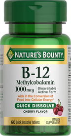 Nature's Bounty Vitamina B12 1000mcg Comprimidos de Disolución Rápida Sabor Cereza - 60 unidades