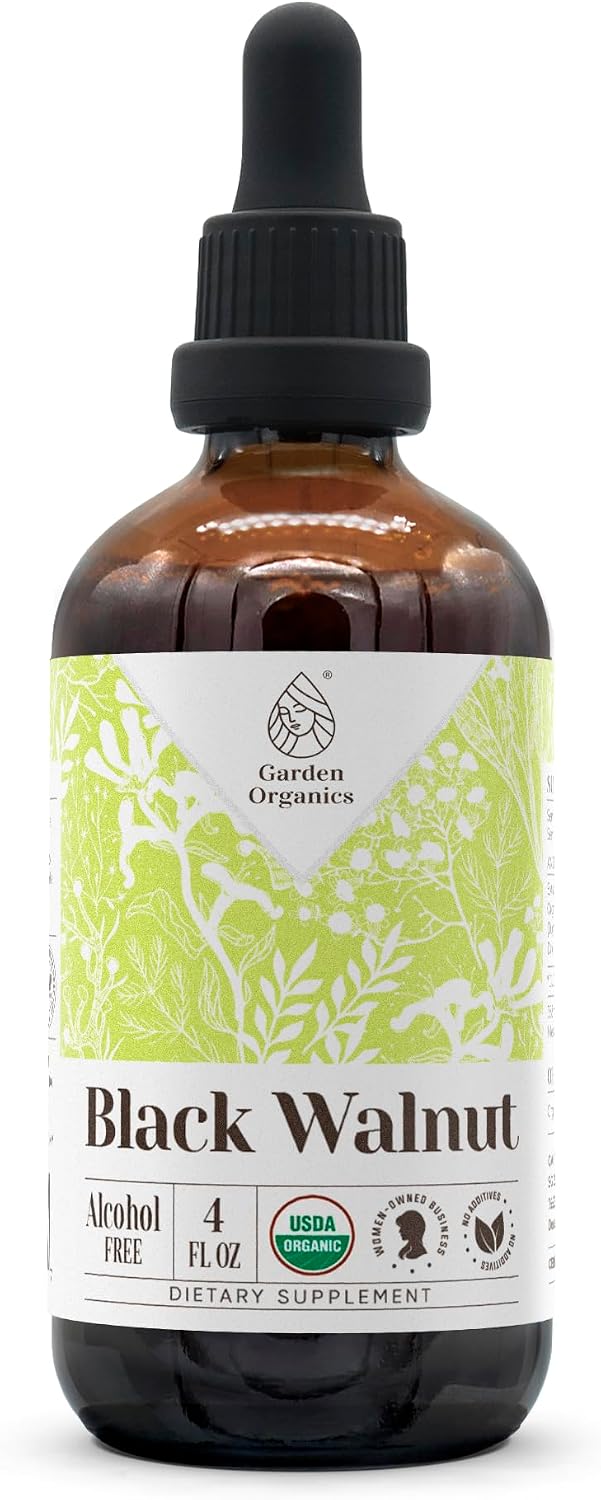 Extracto Orgánico de Nuez Negra Sin Alcohol - Tintura de Alta Potencia - Garden Organics (118 ml)