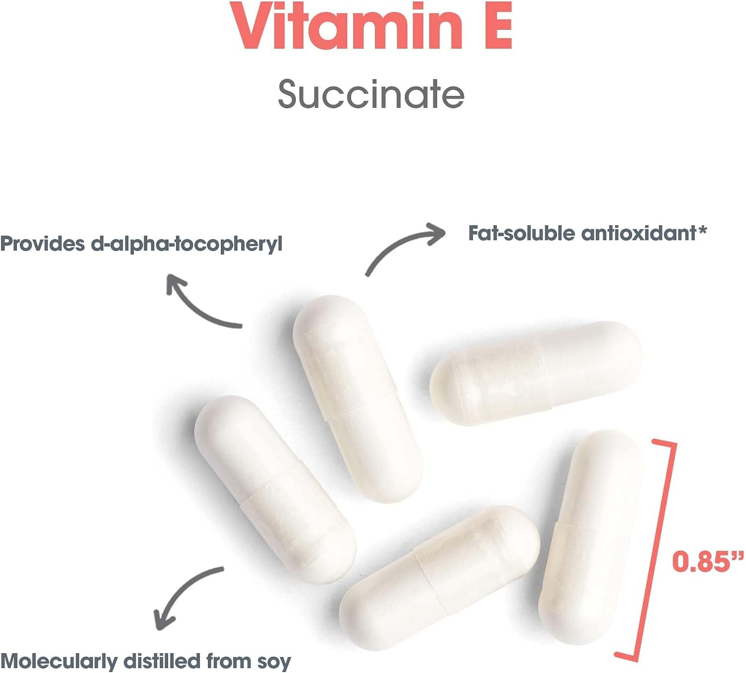 ARG Vitamina E Succinato - 400 IU - Cápsulas Vegetarianas