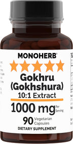 Gokhru - Gokshura 10:1 Extracto - 1000 mg por Dosis - 45 Servicios