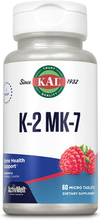 KAL Vitamina K2 MK7 ActivMelt 100 mcg - 60 Comprimidos de Disolución Oral - Sabor Frambuesa Natural
