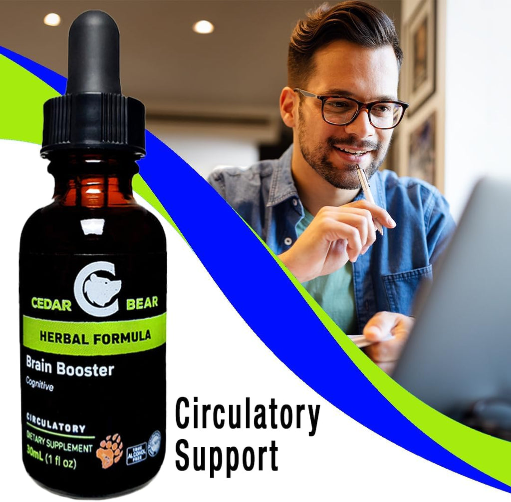 Cedar Bear Brain Booster - Suplemento Herbal Líquido para Memoria y Vitalidad, 30 ml