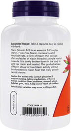 NOW Foods Flush Free Niacina 250mg 180 VegiCaps (Pack de 2)