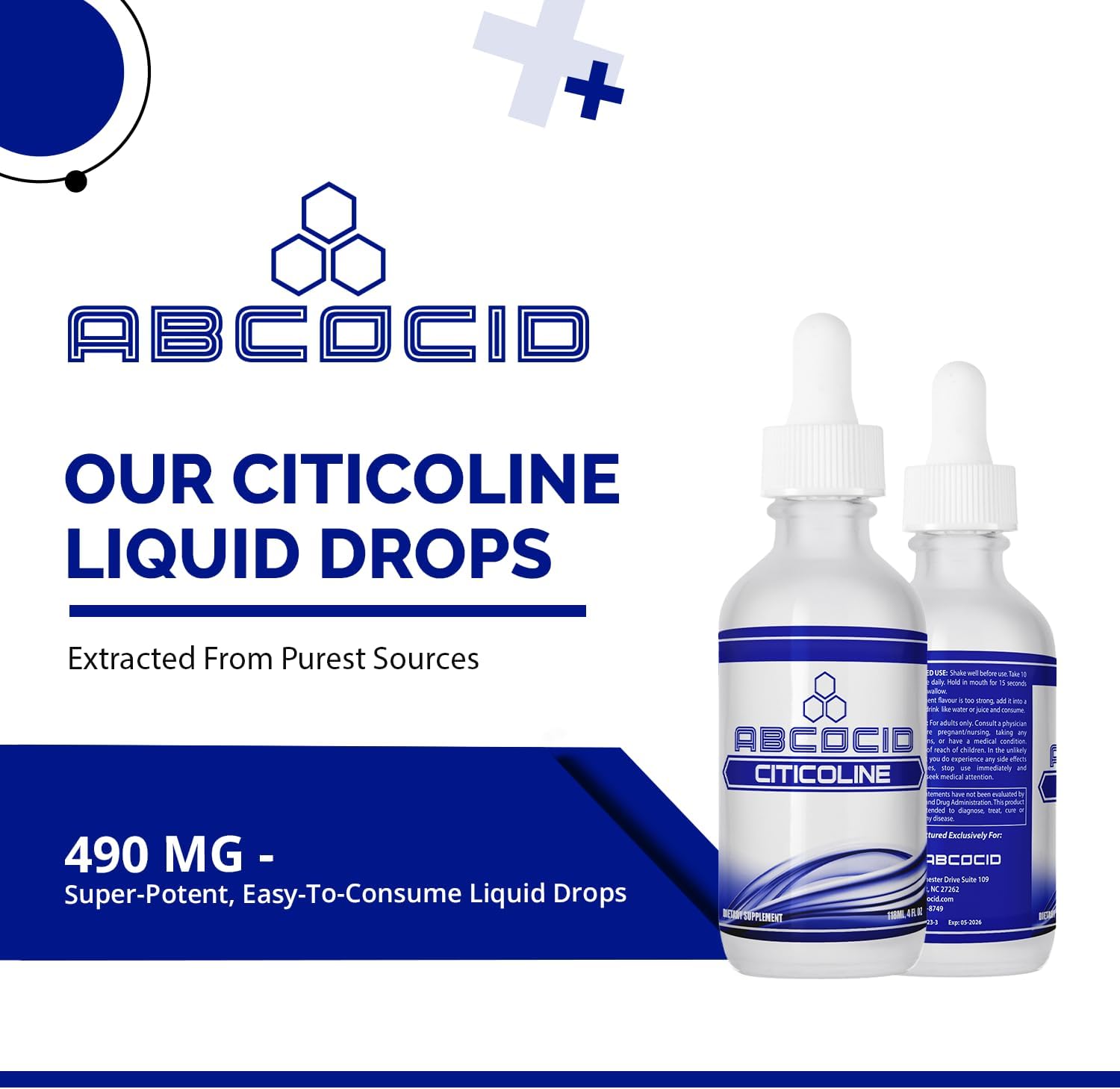 Gotas de Citicolina Líquida 490 mg, 118 ml (4 oz), 240 Dosis