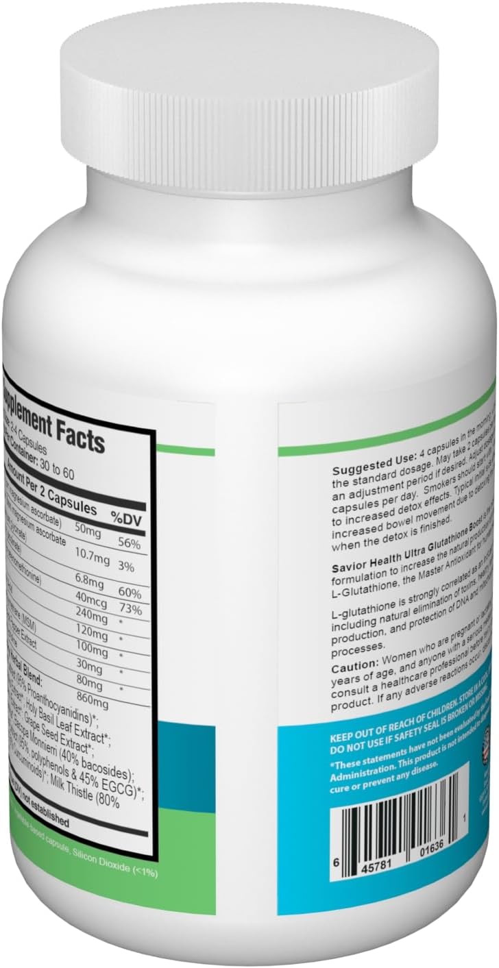 Savior Health Ultra Glutathione Boost - 120 Cápsulas Veganas
