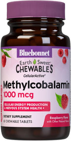 Bluebonnet EarthSweet Methylcobalamin 1000 mcg - 60 Comprimidos masticables sabor frambuesa