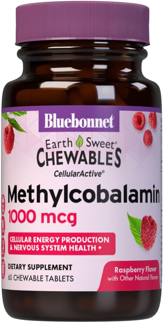 Bluebonnet EarthSweet Methylcobalamin 1000 mcg - 60 Comprimidos masticables sabor frambuesa