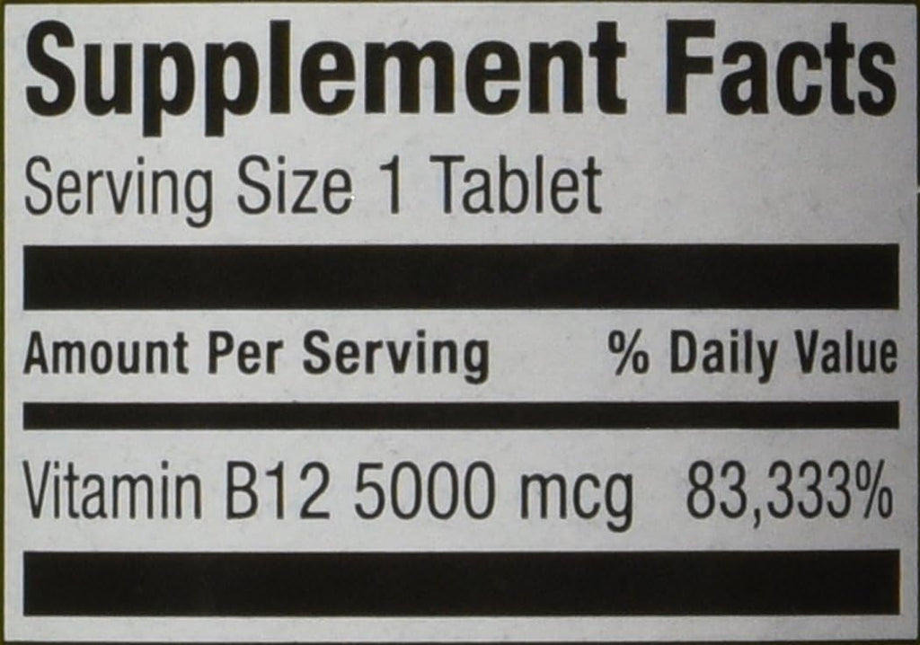 Spring Valley Vitamina B12 5000 mcg Sublingual Sabor Cereza - 60 Microtabletas
