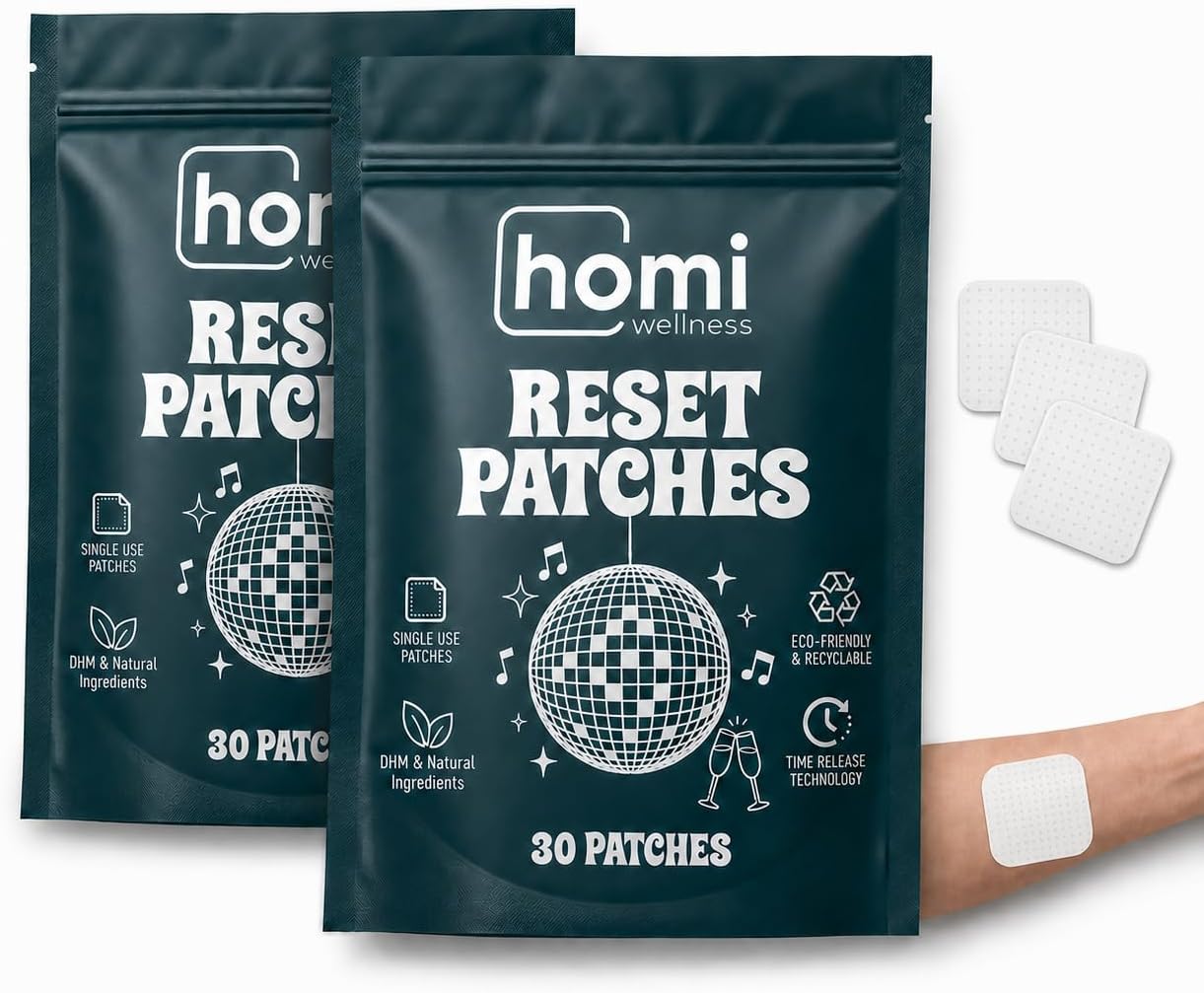 Reset Patches | Parches de Recuperación Post-fiesta | DHM 500mg | Liberación de 12 Horas | 60 Parches