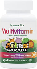 NaturesPlus Animal Parade Multivitamínico Infantil Sin Azúcar - 90 Comprimidos Masticables
