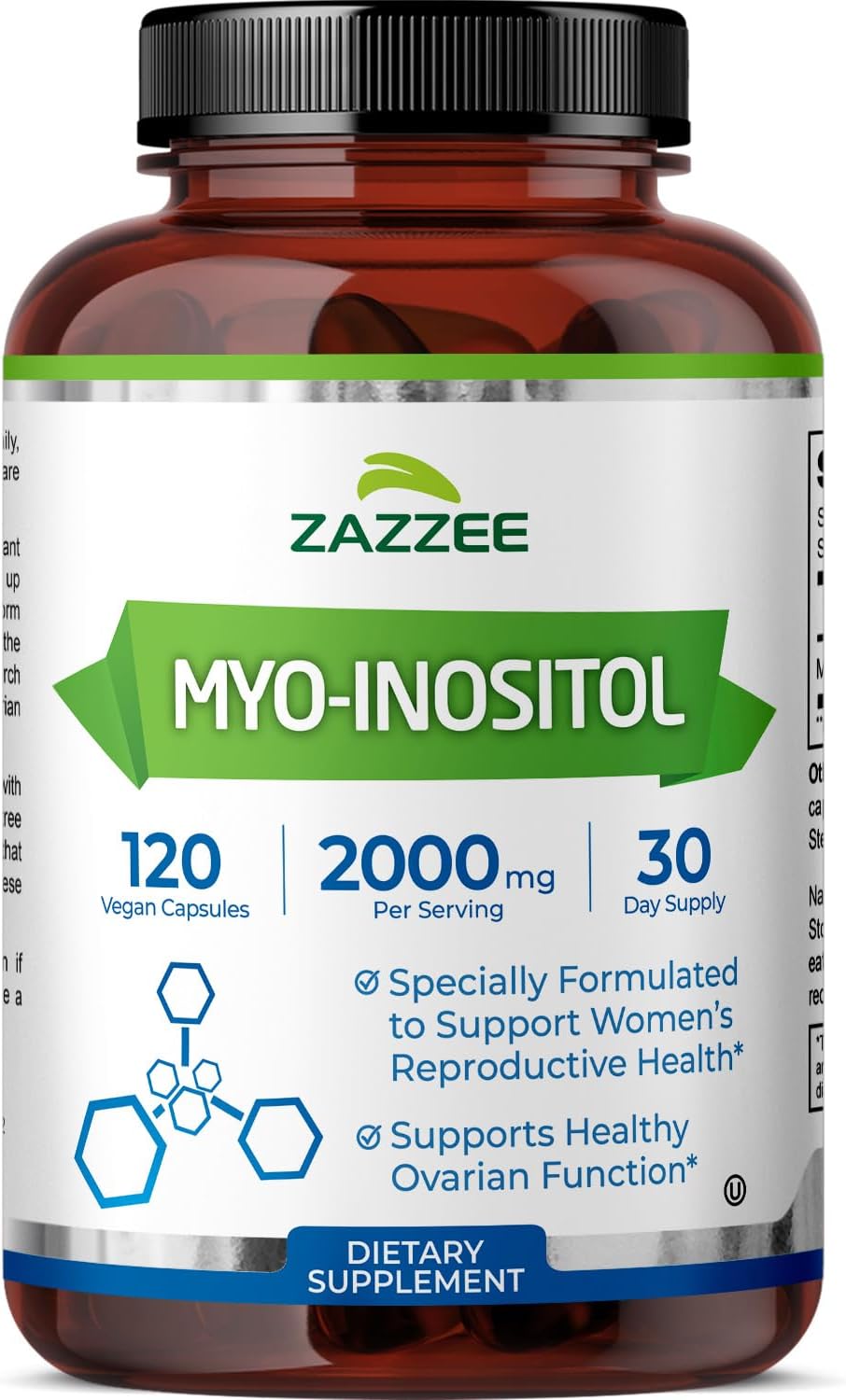 Zazzee Mioinositol 2000 mg 120 Cápsulas Veganas