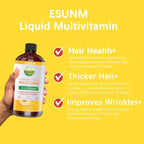 ESUNM Multivitamínico Líquido Completo - Apoyo para Cabello, Piel y Energía - 480 ml