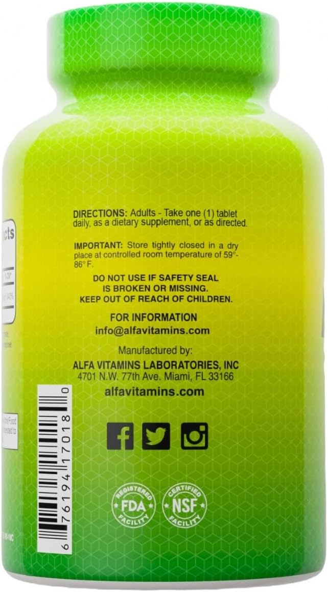 ALFA VITAMINS Ácido Fólico 800 mcg, 100 Comprimidos